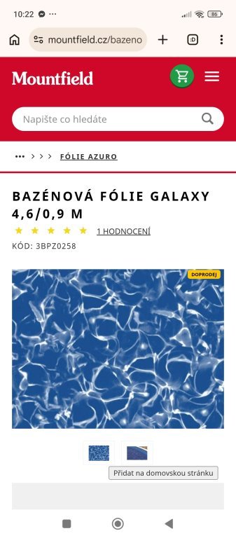 Prodávám nepoužitou bazénovou folii